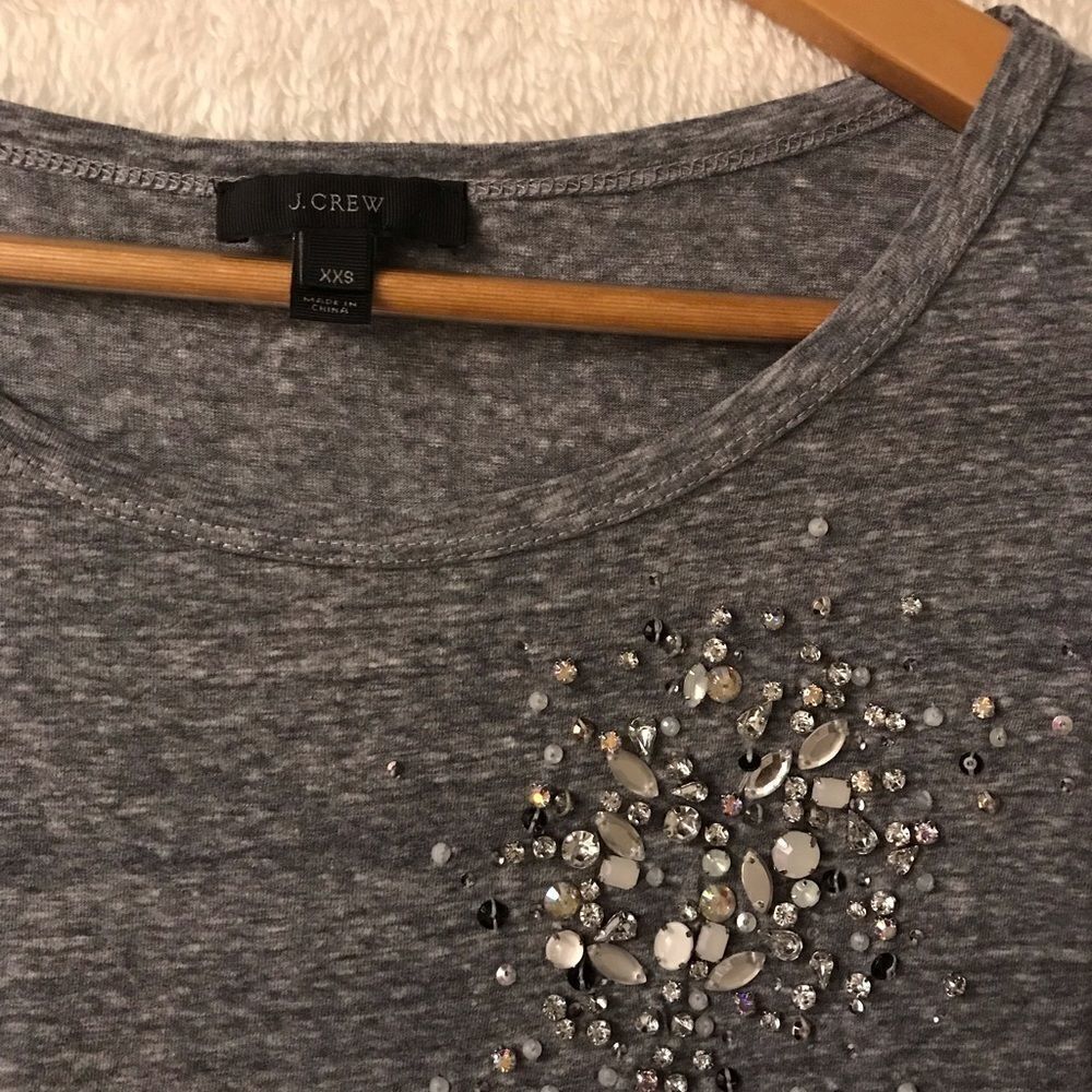 : : J Crew 3/4 sleeve t shirt blouse with jewel detail : : - Picture 4 of 11
